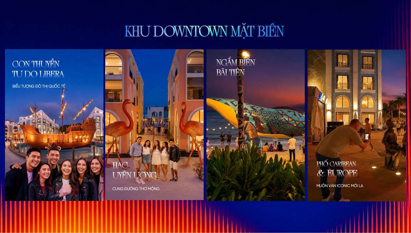 Khu downtown mặt biển: phố Caribbean & Europe